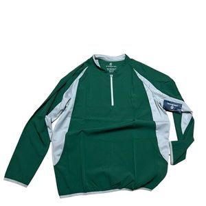 Wire2wire Men's Performance Long Sleeve Baseball Cage Jacket Green/Gray Large